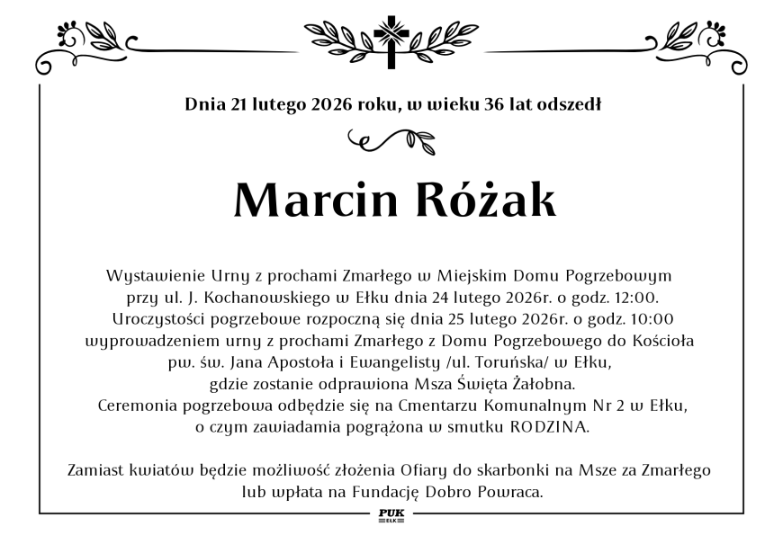 Marcin Różak - nekrolog